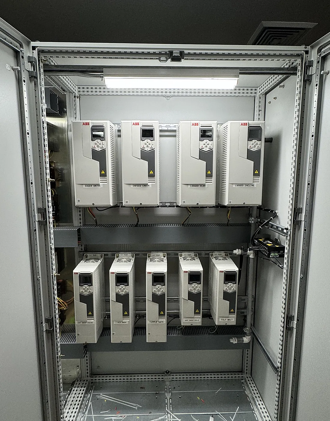 Industrial cabinet with ABB variable frequency drives