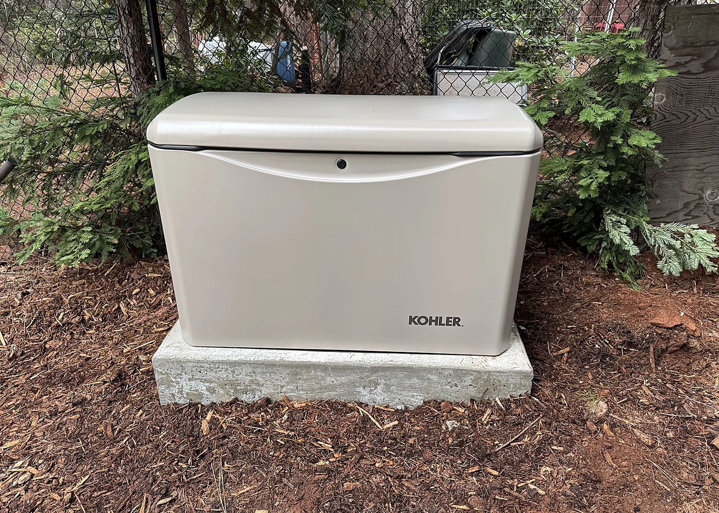 Kohler standby generator installed on concrete pad