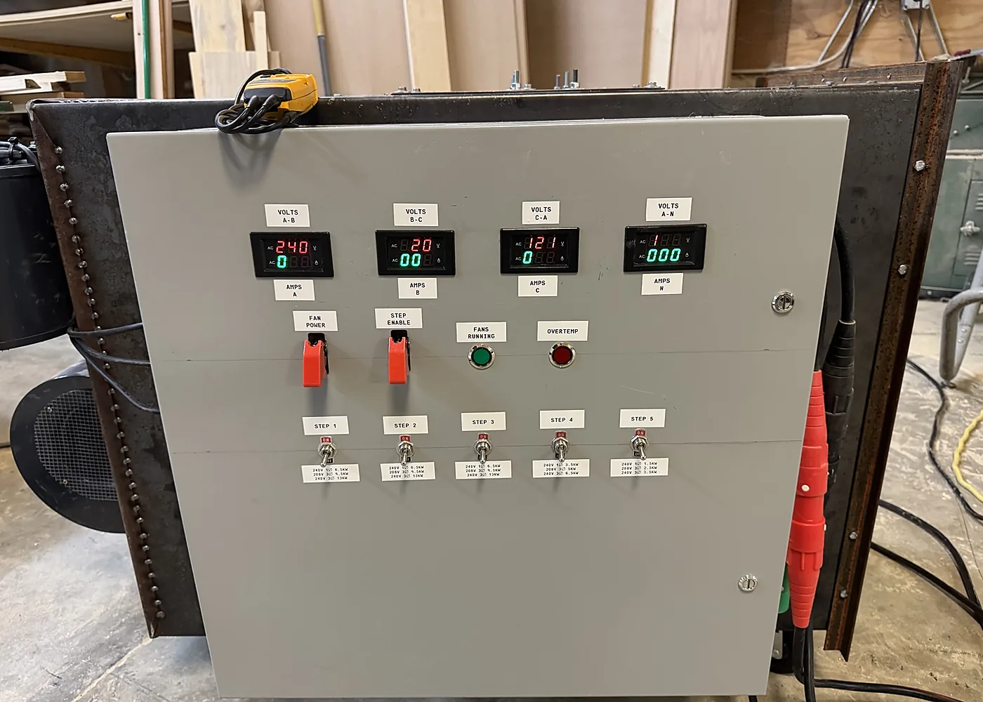 Custom electrical load-bank control panel.