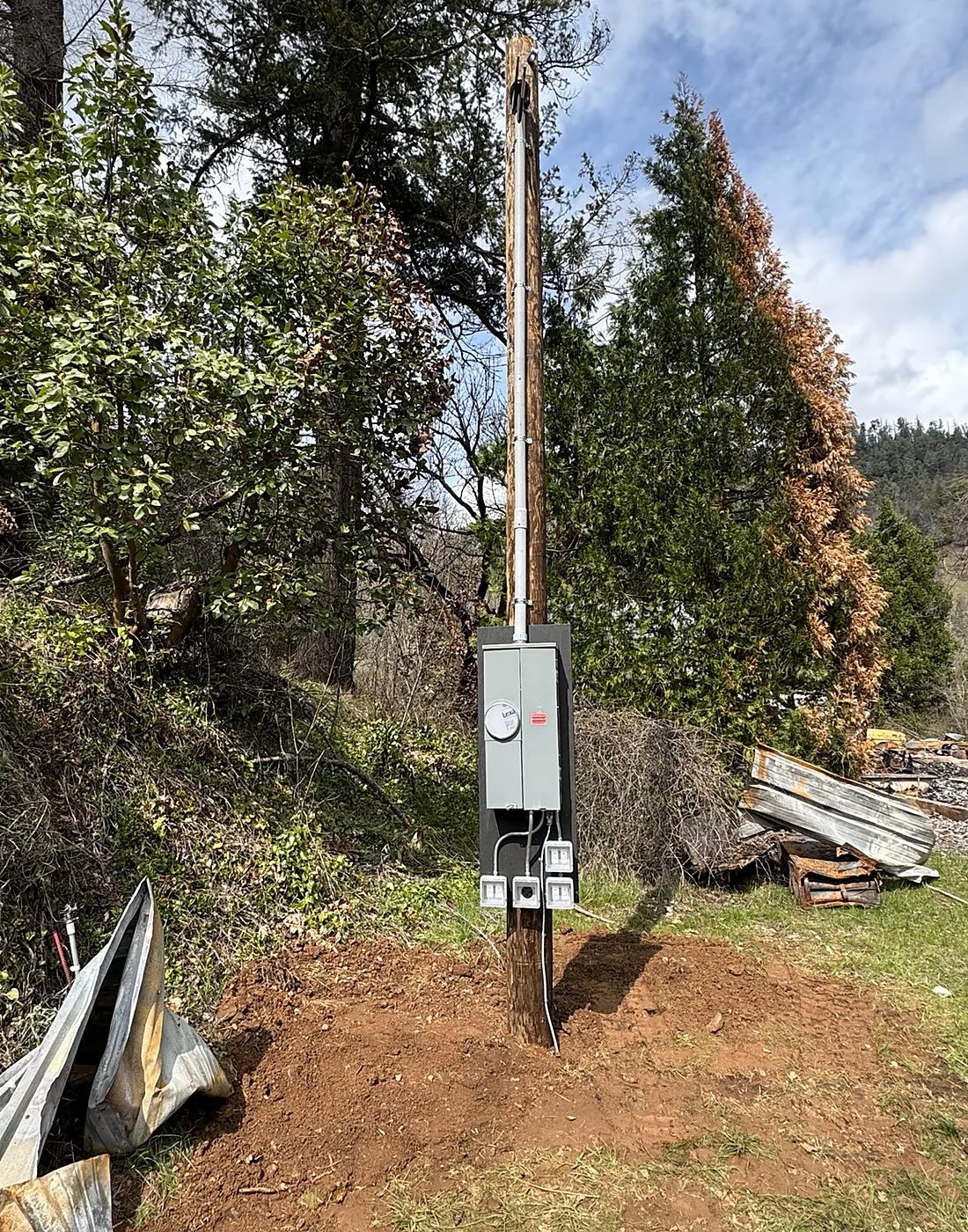 Finished pole-mounted electrical service